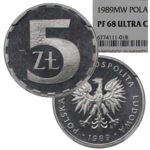 PRL, 5 złotych 1989 - NGC PF68 Ultra Cameo
