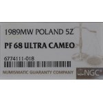 PRL, 5 złotych 1989 - NGC PF68 Ultra Cameo