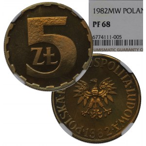 People's Republic of Poland, 5 gold 1982 - NGC PF68