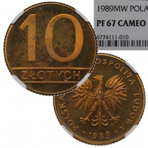 PRL, 10 zloty 1989 - NGC PF67 Cameo