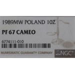PRL, 10 złotych 1989 - NGC PF67 Cameo
