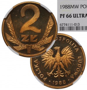 PRL, 2 zloty 1988 - NGC PF66 Ultra Cameo