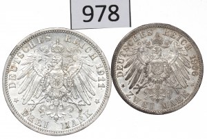 Germany, Prussia, Lot 2-3 marks 1906-11