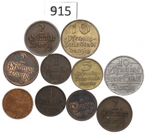 Free City Danzig, Lot 1-10 fenig 1926-37