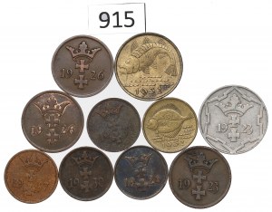 Free City Danzig, Lot 1-10 fenig 1926-37