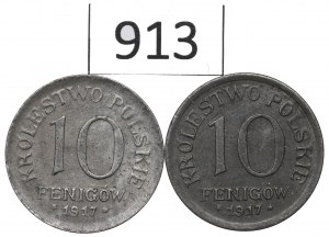 Kingdom of Poland, Set of 10 fenigs 1917