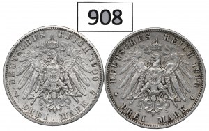 Germany, Bayern and Saxony, Lot 3 marks 1909-10