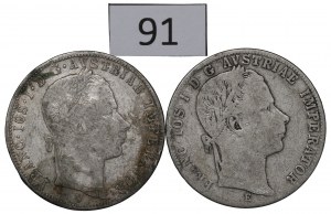Austria, Franz Joseph, Lot 1 florin 1858 V and 1861 E