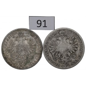 Austria, Franz Joseph, Lot 1 florin 1858 V and 1861 E