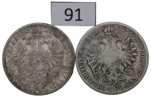 Austria, Franz Joseph, Lot 1 florin 1858 V and 1861 E