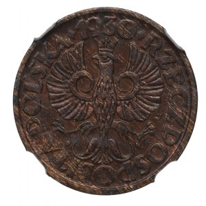 II RP, 1 grosz 1930 - NGC MS63 RB