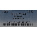 PRL, 10 złotych 1959 Kościuszko - PCGS MS64