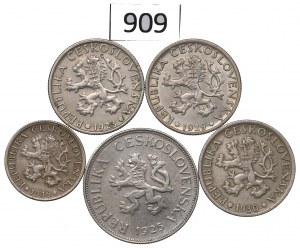 Czechoslovakia, Lot 1-5 crown 1923-46