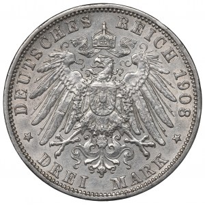 Germany, Baden, 3 mark 1908