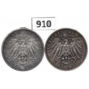 Germany, Prussia and Saxony, Lot 3 marks 1909-13