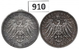 Germany, Prussia and Saxony, Lot 3 marks 1909-13