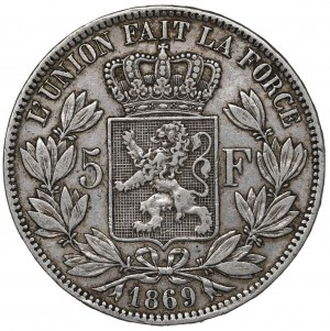 Belgium, 5 francs 1869