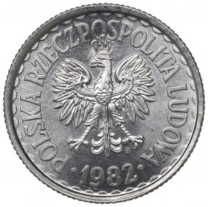 PRL, 1 zloty 1982 - Solidarity countermark