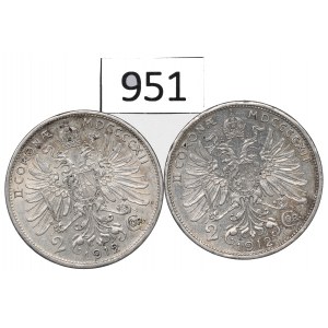 Austria, Lot 2 crowns 1912