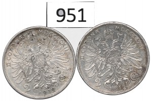 Austria, Lot 2 crowns 1912