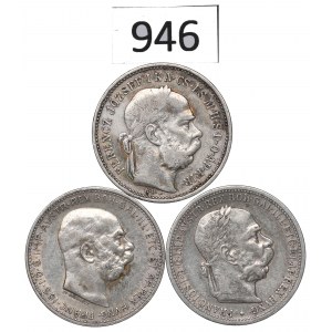 Austria e Ungheria, set di 1 corona 1893-1913