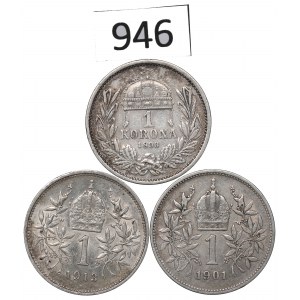 Austria e Ungheria, set di 1 corona 1893-1913