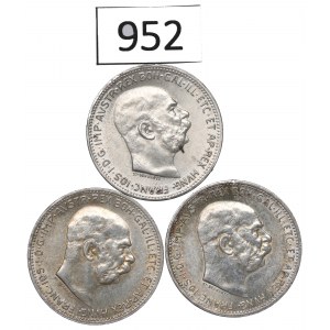 Autriche, ensemble 1 couronne 1914-15