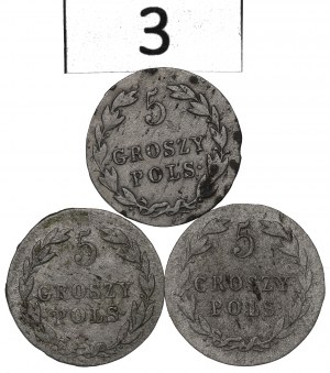 Kingdom of Poland, Alexander I, Set of 5 pennies 1819-23