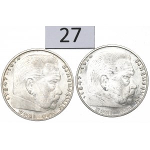 Germany, III Reich, Lot 2 marks 1937 J