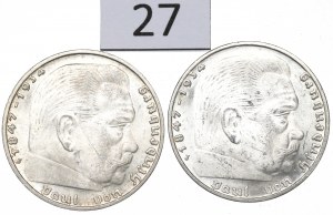 Germany, III Reich, Lot 2 marks 1937 J