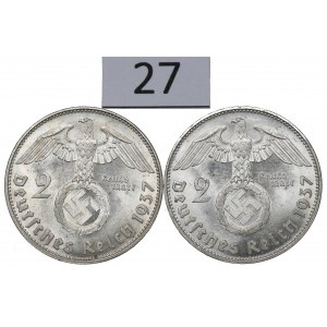 Germany, III Reich, Lot 2 marks 1937 J