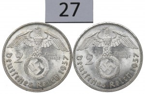 Germany, III Reich, Lot 2 marks 1937 J