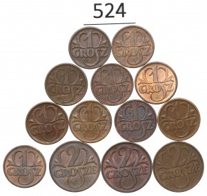 Second Republic, Set 1-2 pennies 1933-38