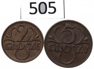 Second Republic, Set of 2 pennies 1925 and 5 pennies 1928
