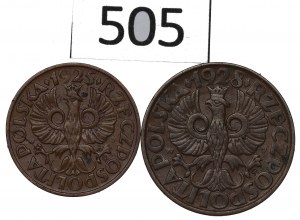 Second Republic, Set of 2 pennies 1925 and 5 pennies 1928