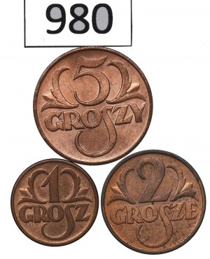 Second Republic, Set of 1-5 pennies 1937-39