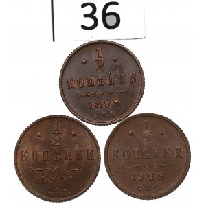 Russia, Nicholas II, Lot 1/2 kopeck 1899-1911