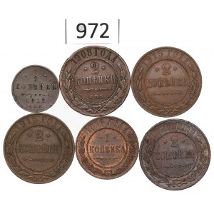 Russia, Nicholas II, Lot 1/2-2 kopecks 1908-16