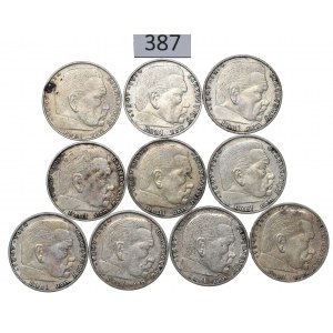 Germany, III Reich, Lot 2 mark 1936-38 Hindenburg