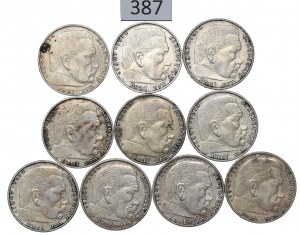 Germany, III Reich, Lot 2 mark 1936-38 Hindenburg