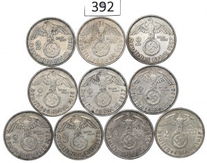 Germany, III Reich, Lot 2 mark 1937-39 Hindenburg