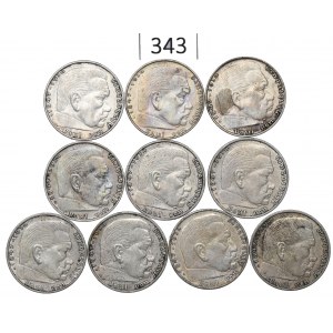 Germany, III Reich, Lot 2 mark 1937-38 Hindenburg