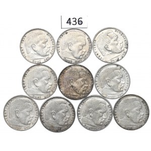 Germany, III Reich, Lot 2 mark 1937-39 Hindenburg