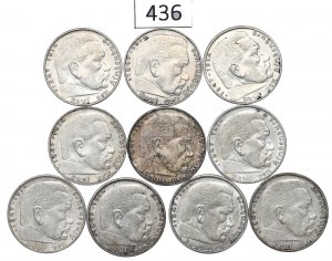 Germany, III Reich, Lot 2 mark 1937-39 Hindenburg