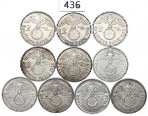 Germany, III Reich, Lot 2 mark 1937-39 Hindenburg