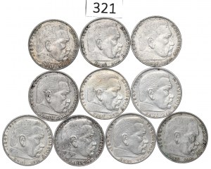 Germany, III Reich, Lot 2 mark 1937-39 Hindenburg