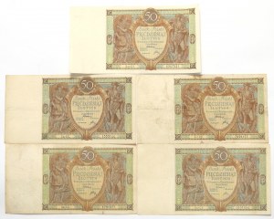 II RP, 50 zloty 1929 - set of 5 copies.
