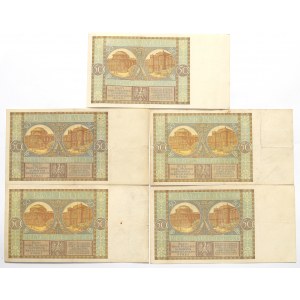 II RP, 50 złotych 1929 - zestaw 5 egz.