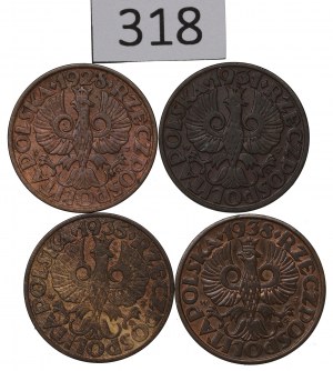 Second Republic, Set of 5 pennies 1928-38