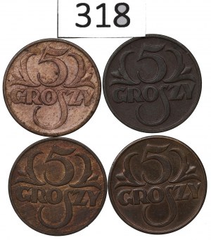 Second Republic, Set of 5 pennies 1928-38